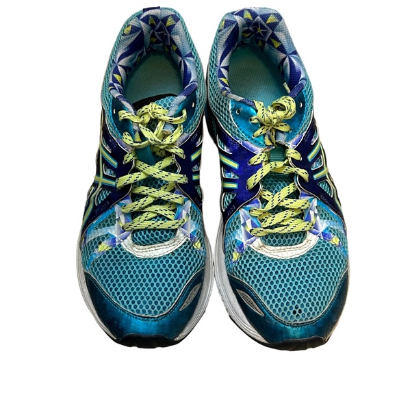 ASICS Women's Blue/Green Gel T48q Bluelime Running Shoe/Sneaker-Size 6.5 - Picture 6 of 13